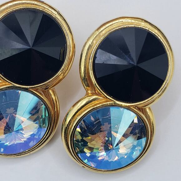 Round Double Rhinestone Clip Ons - Picture 5 of 8